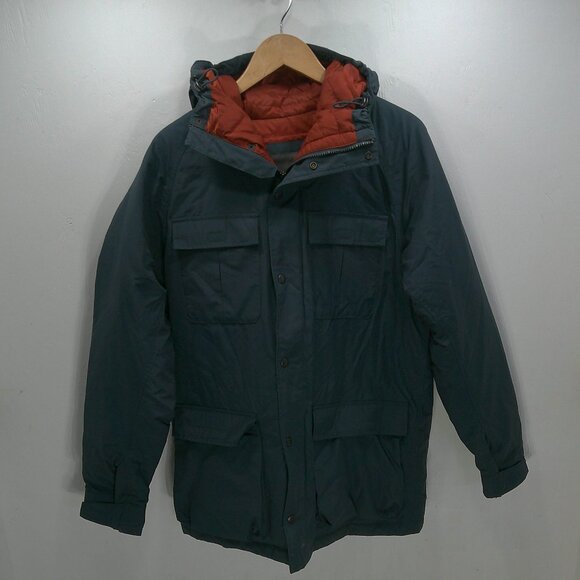 Eddie Bauer Preppy Classic Premium Goose Down Micro Therm Hooded Navy Jacket M - Picture 1 of 13